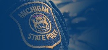 Michigan State Police logo on shield Michigan State Police logo on shield